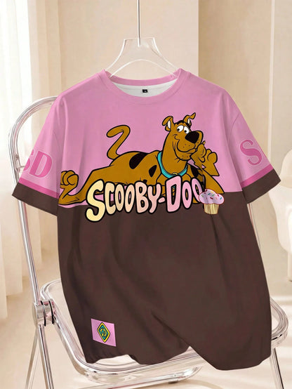 SCOOBY-DOO X Plus Size Cartoon Print Round Neck Short Sleeve T-Shirt