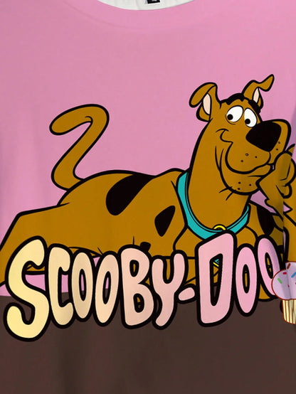 SCOOBY-DOO X Plus Size Cartoon Print Round Neck Short Sleeve T-Shirt