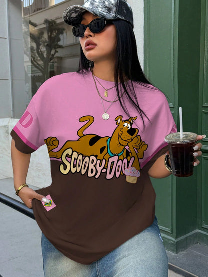 SCOOBY-DOO X Plus Size Cartoon Print Round Neck Short Sleeve T-Shirt
