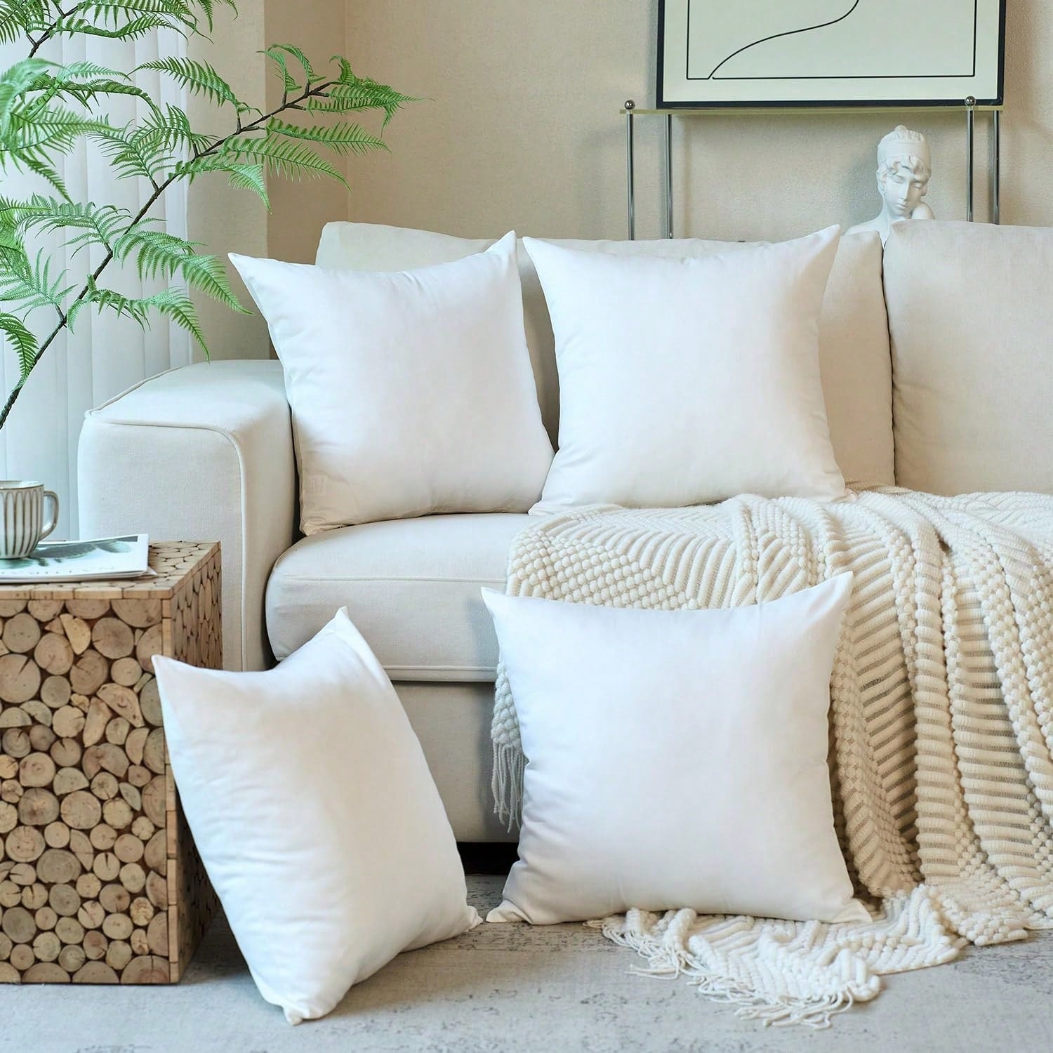 Set Of 4/2 Decorative Pillow Inserts, 45x45 Cm Mattress/Sofa Pillows, The Perfect Holiday Gift For Home Decor And Home Goods-White