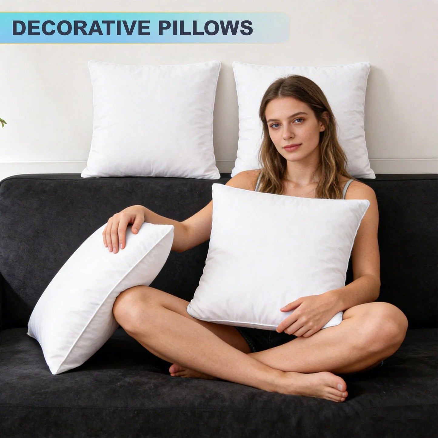 Set Of 4/2 Decorative Pillow Inserts, 45x45 Cm Mattress/Sofa Pillows, The Perfect Holiday Gift For Home Decor And Home Goods-White