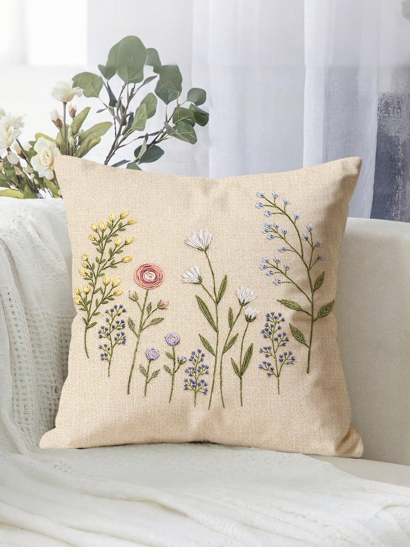 shangxia 1pc Minimalist Floral Print Pillow Cover, Suitable For Various Room Cushions, Bedroom Decor, Holiday Decor, Party Decor (No Pillow Insert) (No Embroidery) (Multiple Sizes) (Single-Sided Print