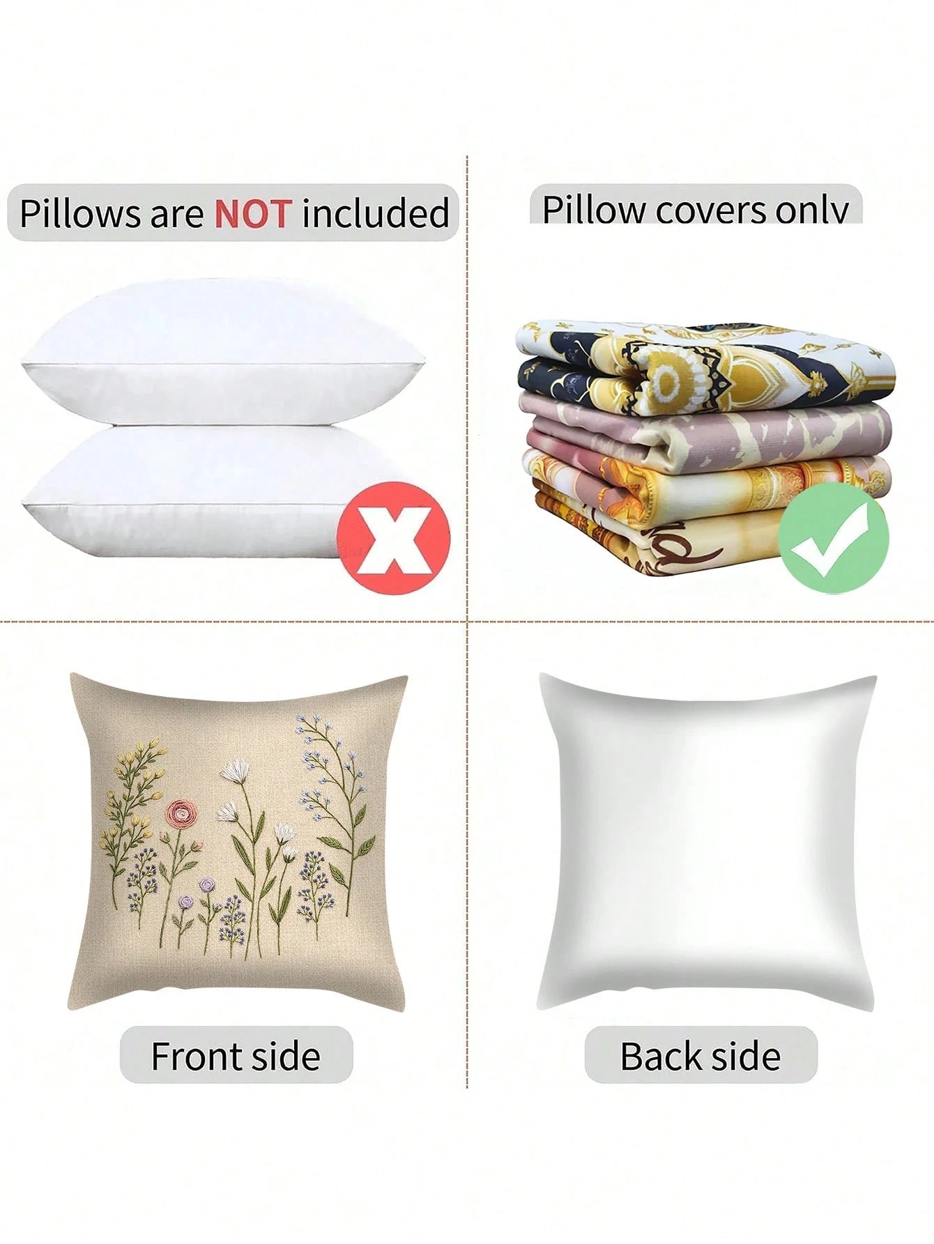 shangxia 1pc Minimalist Floral Print Pillow Cover, Suitable For Various Room Cushions, Bedroom Decor, Holiday Decor, Party Decor (No Pillow Insert) (No Embroidery) (Multiple Sizes) (Single-Sided Print