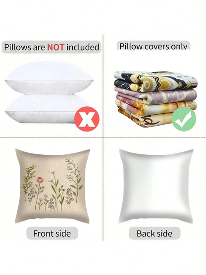 shangxia 1pc Minimalist Floral Print Pillow Cover, Suitable For Various Room Cushions, Bedroom Decor, Holiday Decor, Party Decor (No Pillow Insert) (No Embroidery) (Multiple Sizes) (Single-Sided Print
