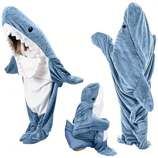 Shark Blanket Hoodie Cozy Flannel Shark Sleeping Bag Sofa Blanket Cosplay Holiday Gift