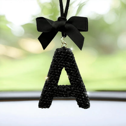 Shiny Letter Hanging Decor With Bow Accent, Fashionable English Letter Charm Decor For Car Rearview Mirror, Your Personalized Accessory