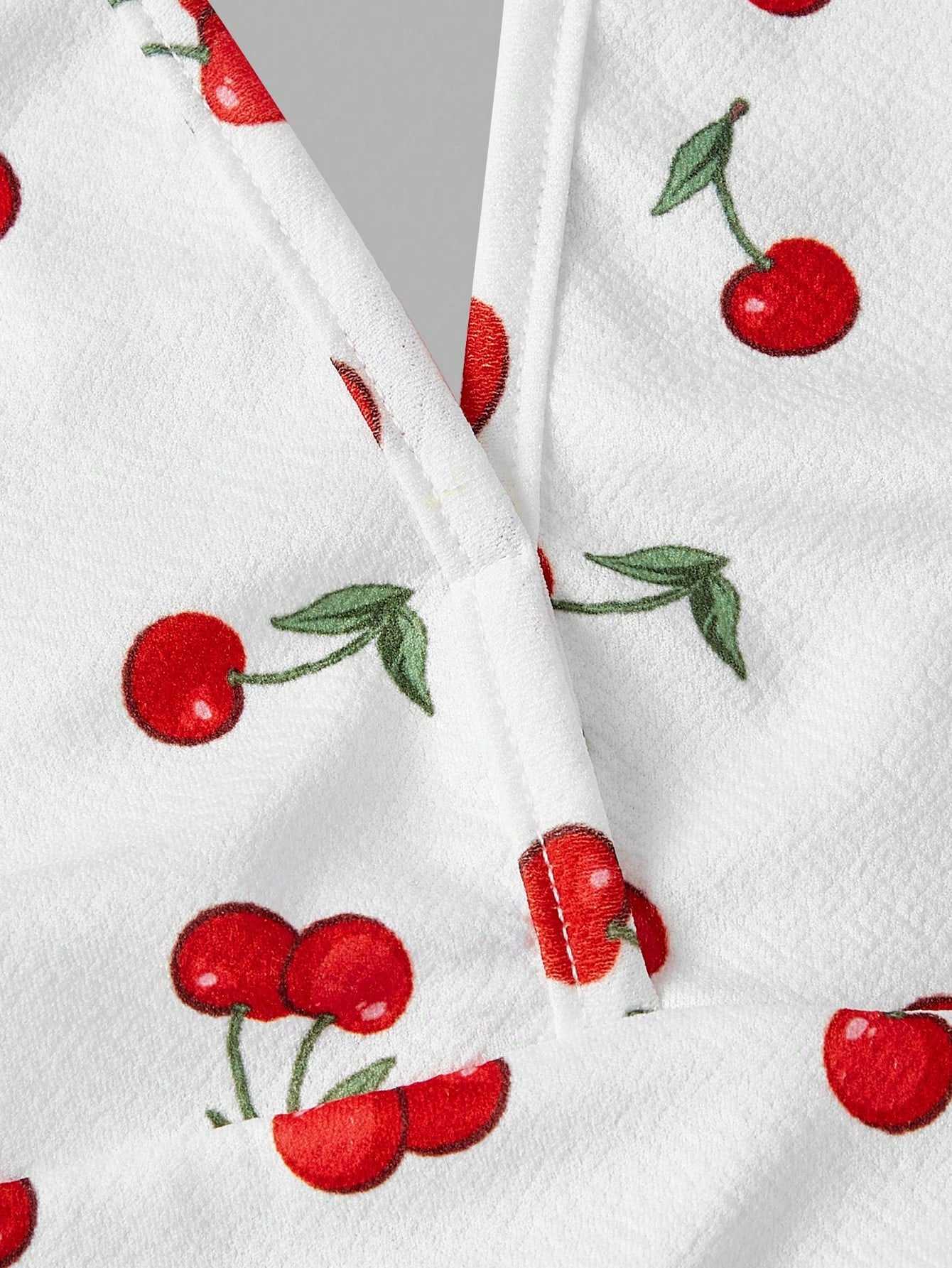 Skyraze Women's Halter Backless Cherry Print Mini Dress, Red And White Summer Modest Cute Holiday Picnic Vacation Ruched Waist Elegant Carnival Costume