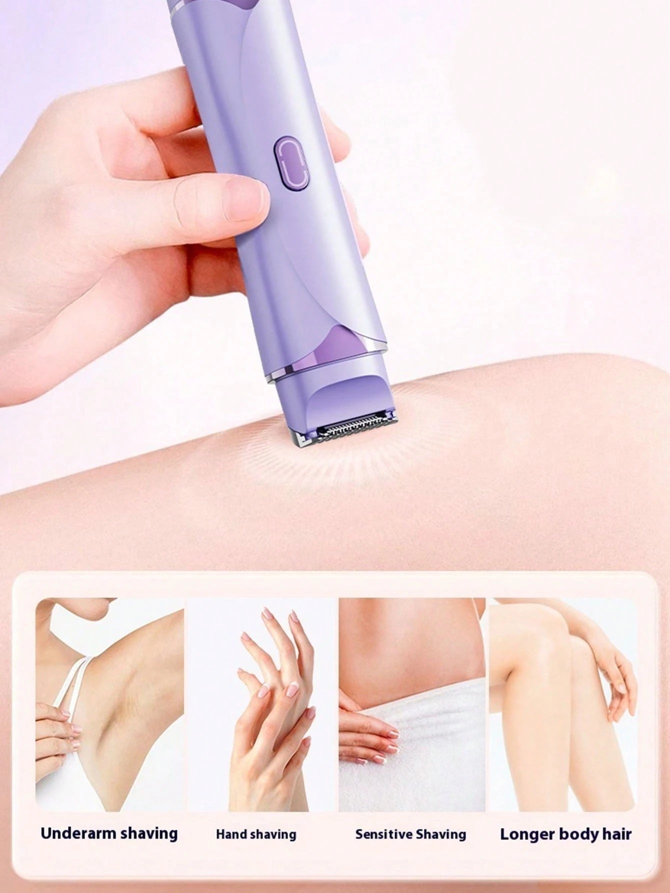 SKYWORTH Women's Bikini Trimmer- 2 In 1 Women's Electric Shaver- Dual Head Electric Razor- Waterproof Wet & Dry Body Hair Trimmer And Facial Hair Remover, Suitable For Bikini, Underarms, Legs And A