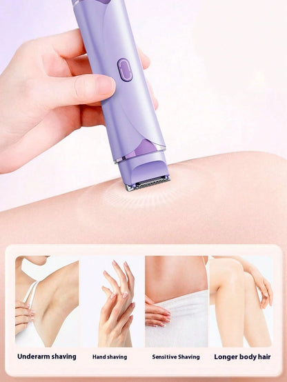 SKYWORTH Women's Bikini Trimmer- 2 In 1 Women's Electric Shaver- Dual Head Electric Razor- Waterproof Wet & Dry Body Hair Trimmer And Facial Hair Remover, Suitable For Bikini, Underarms, Legs And A