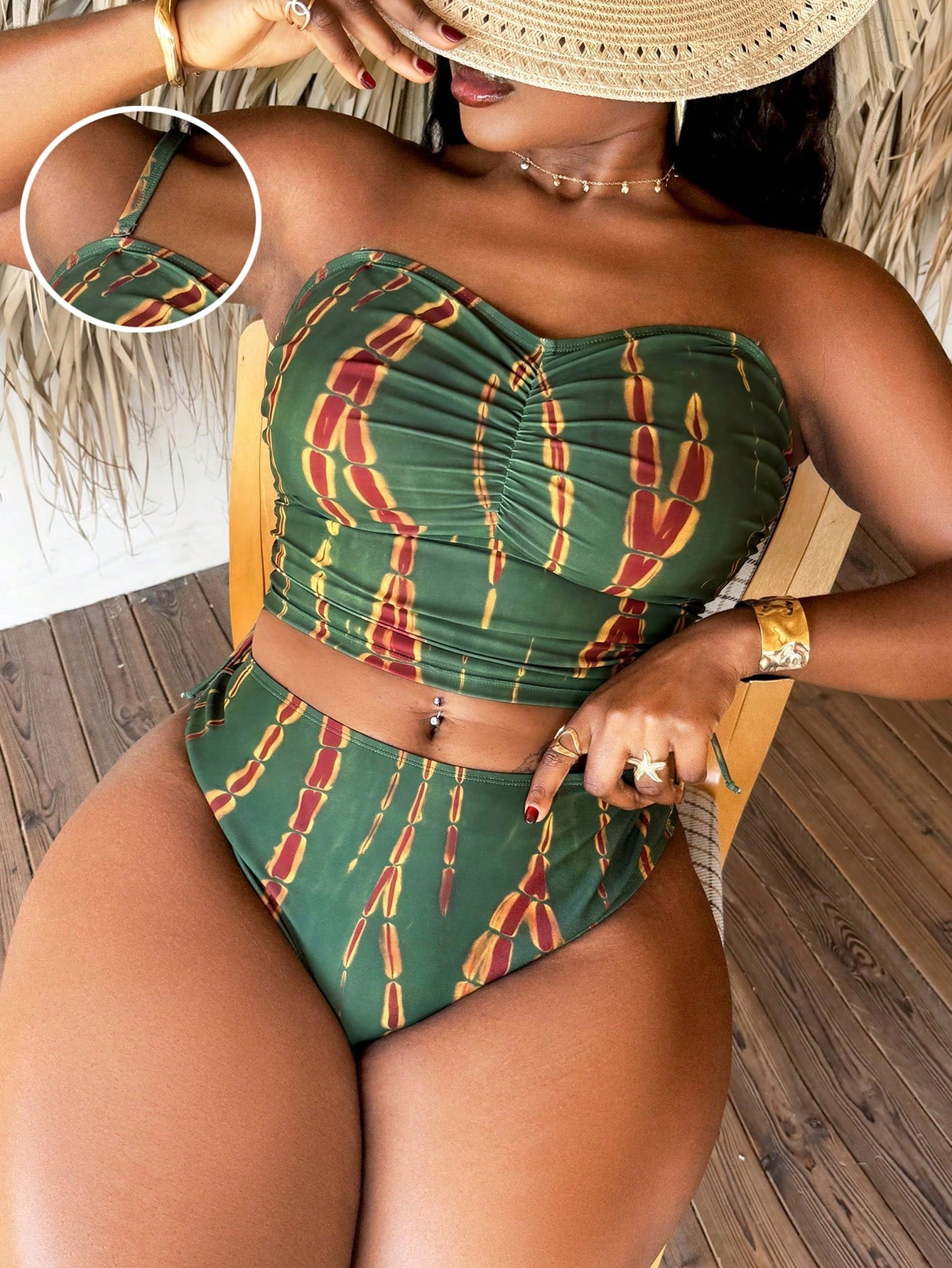 Slaydiva 2026 Spring/Summer Plus Size Random Print Minimalist Tankini Swimwear Set For Women
