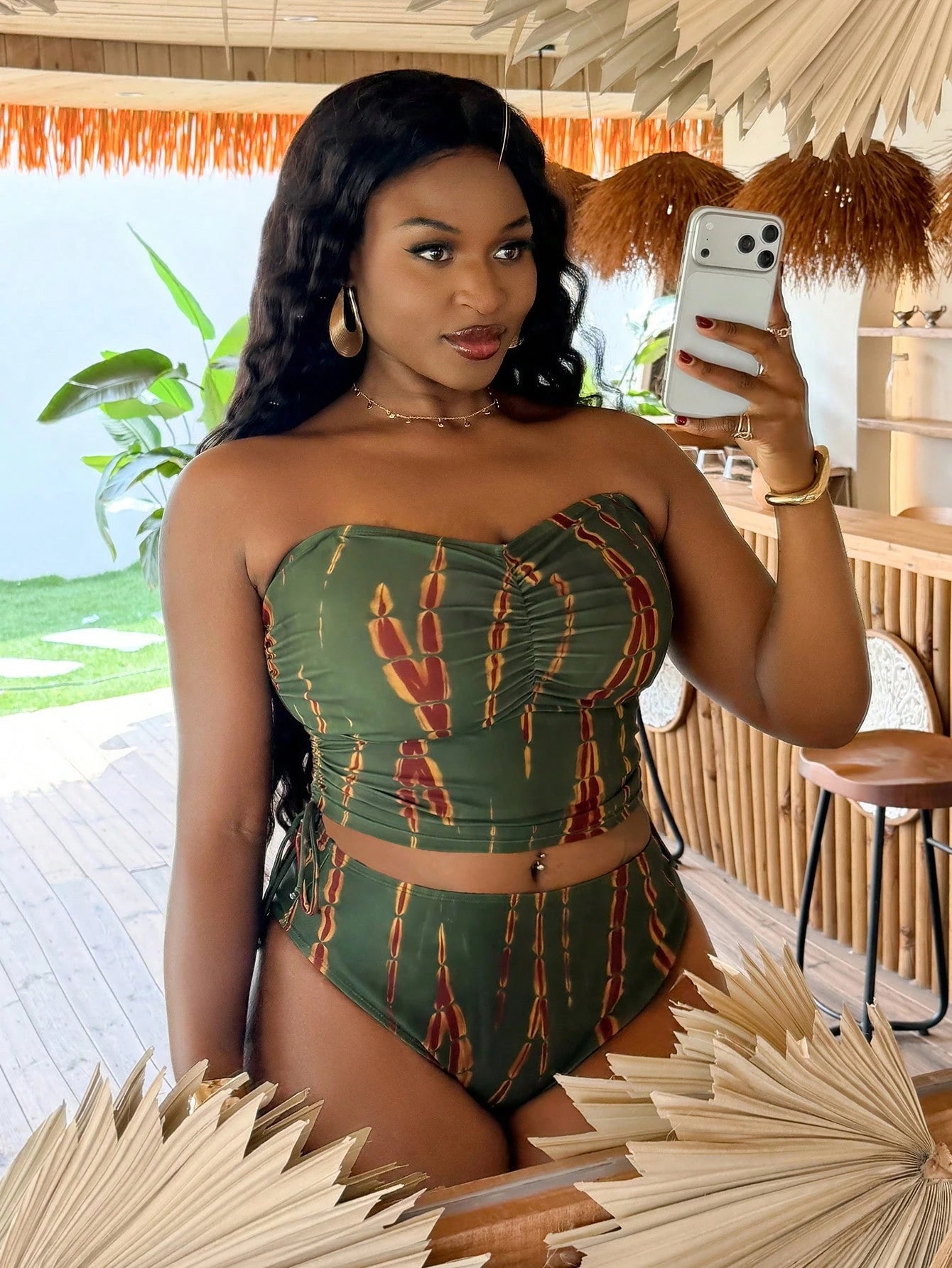 Slaydiva 2026 Spring/Summer Plus Size Random Print Minimalist Tankini Swimwear Set For Women