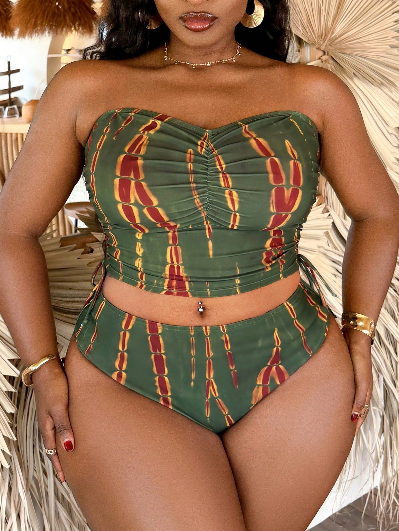 Slaydiva 2026 Spring/Summer Plus Size Random Print Minimalist Tankini Swimwear Set For Women