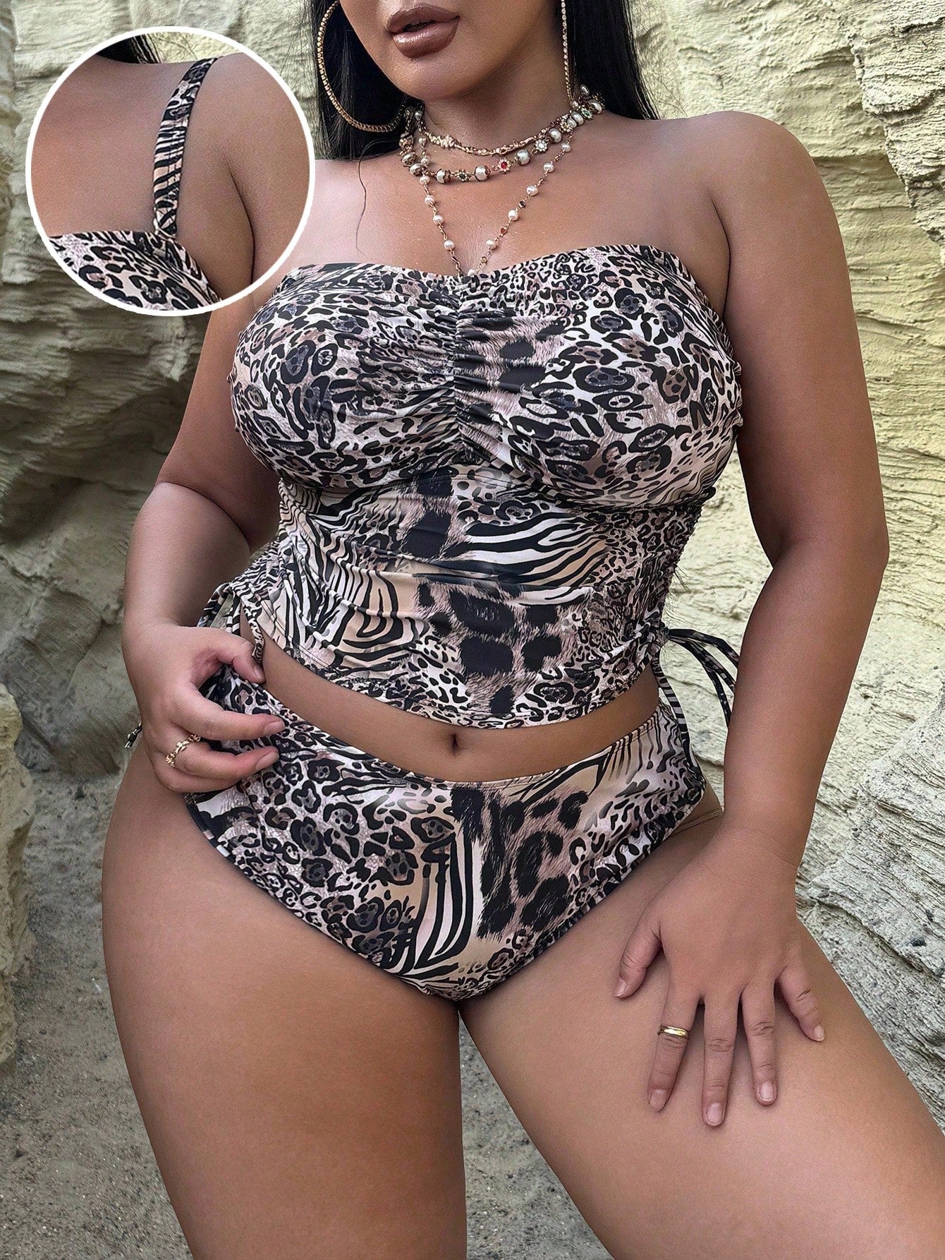 Slaydiva 2026 Spring/Summer Plus Size Random Print Minimalist Tankini Swimwear Set For Women