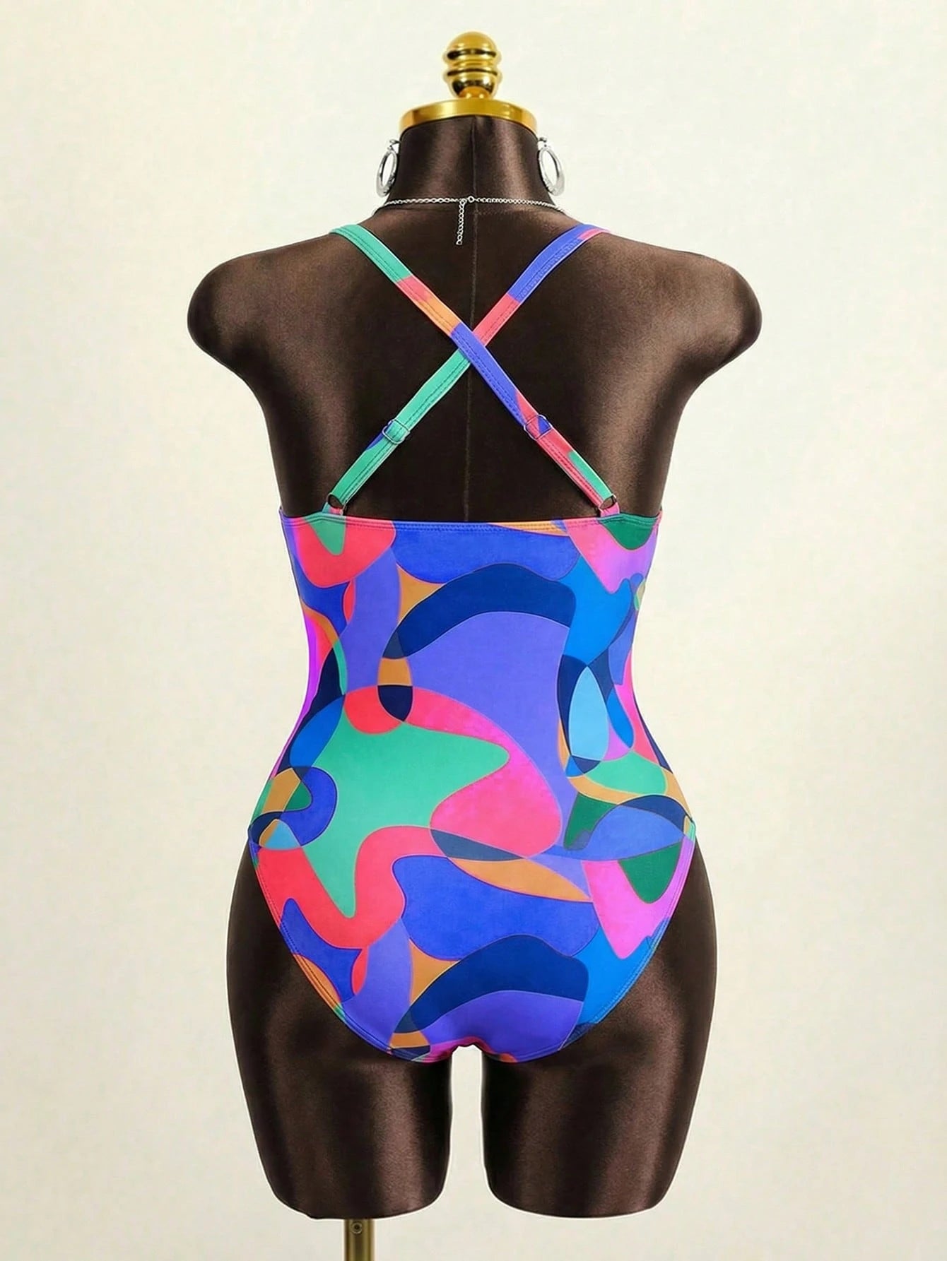 Slaydiva Plus Size Beach Vacation Colorful Printed Ruffled One-Piece Swimsuit For Summer Swimwear