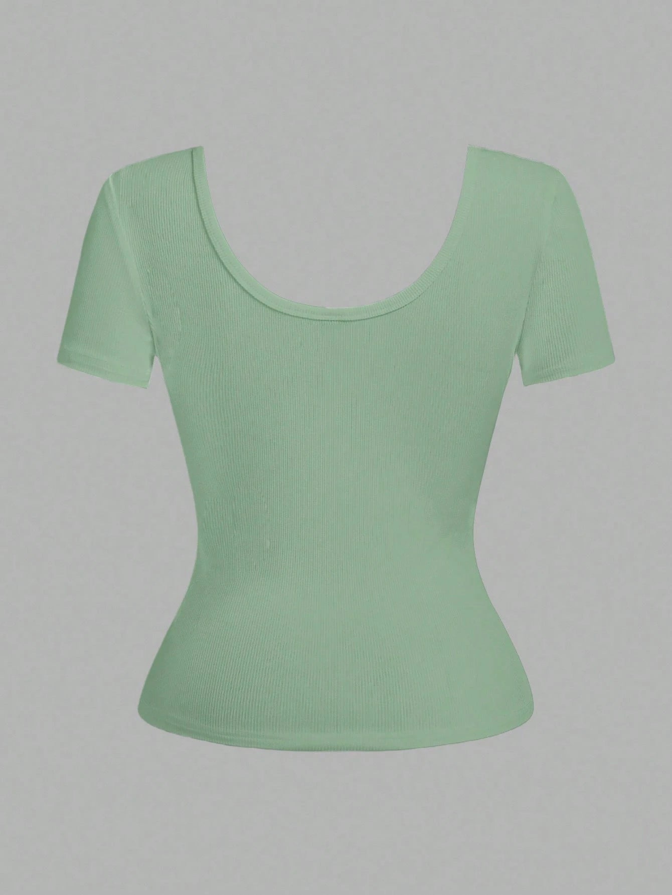 Slaydiva Plus Size Women Solid Color Ruched Fitted Versatile Casual Short Sleeve T-Shirt Formal Holiday Sage Green Summer