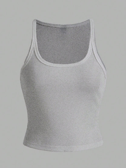 Slaydiva Women's 3-Pack Casual Rib-Knit Scoop Neck Tank Tops, Regular Length Knitted Fabric Camis, Basic Essential Summer Tops Back To School