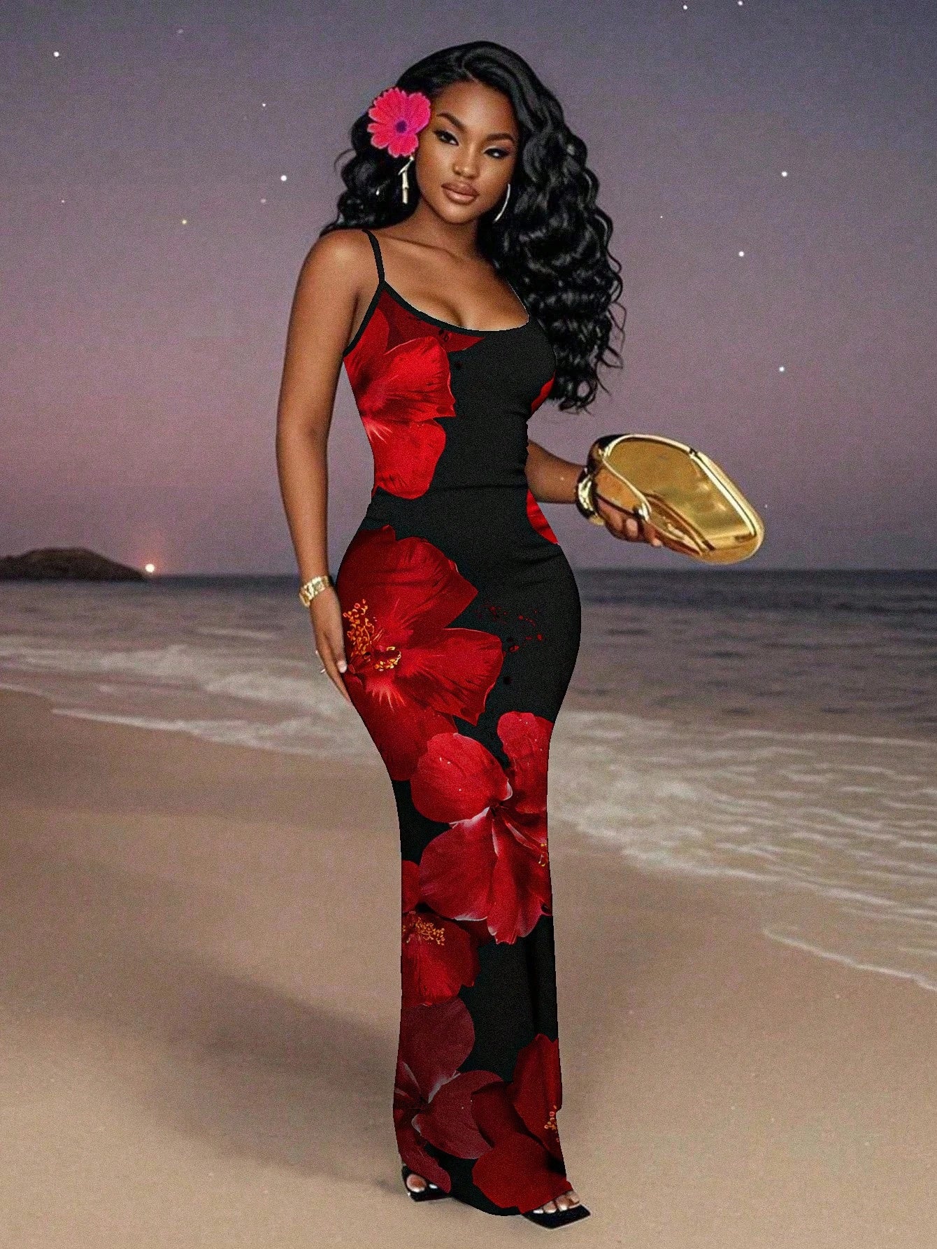 Slaydiva Women's Beige Summer Spaghetti Strap Maxi Dress,Punk Sexy Night Out Retro Patchwork Graphic Resort Wear,Y2K Grunge Streetwear Music Festival Dress