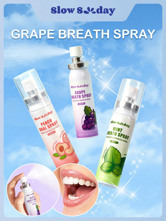 Slow Sunday Grape Breath Spray, Grape, Fruit Flavored Mouth Freshener Spray, Go-To For Instantly Refreshing Your Breath, Good Choice For Vacation, Beach, Travel Essentials, Suitable For Summer Oral Ca