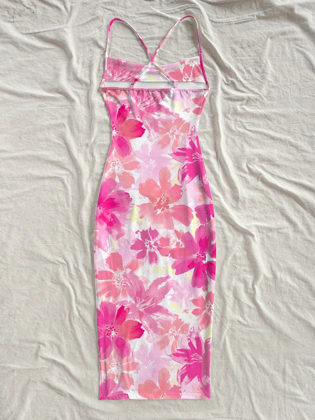 Soleia Casual Floral Print Adjustable Strap Fitted Dress Suitable For Summer Vacation,Dresses Women Bodycon Chic,No Chest Padding
