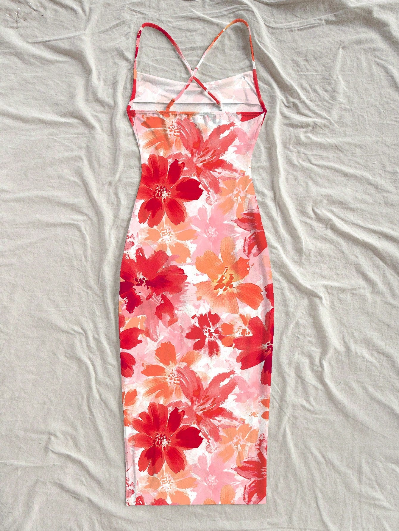 Soleia Casual Floral Print Adjustable Strap Fitted Dress Suitable For Summer Vacation,Dresses Women Bodycon Chic,No Chest Padding