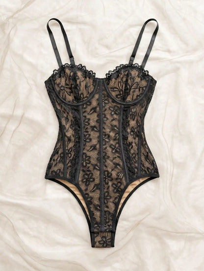 Soleia Sexy Leopard Print Bustier With Lace Trim And Boning, Fitted Camisole, Can Be Worn As Underwear Or Outerwear, For Holiday, Date,No Chest Padding