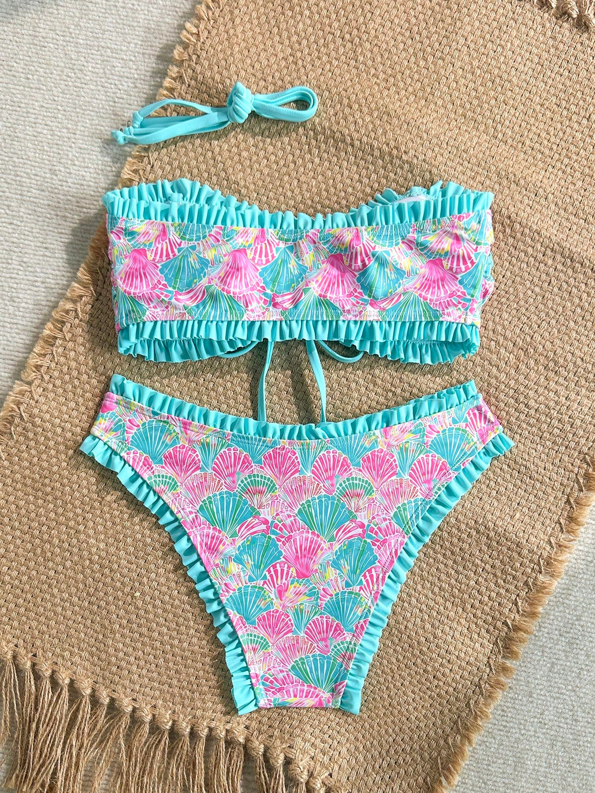 Soleia Women's Beach Vacation Shell Print Swimwear Set