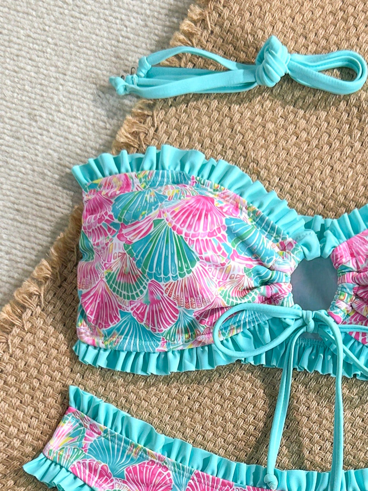 Soleia Women's Beach Vacation Shell Print Swimwear Set