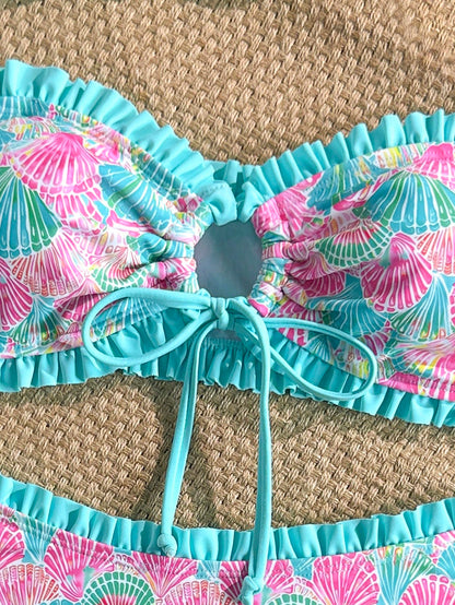 Soleia Women's Beach Vacation Shell Print Swimwear Set