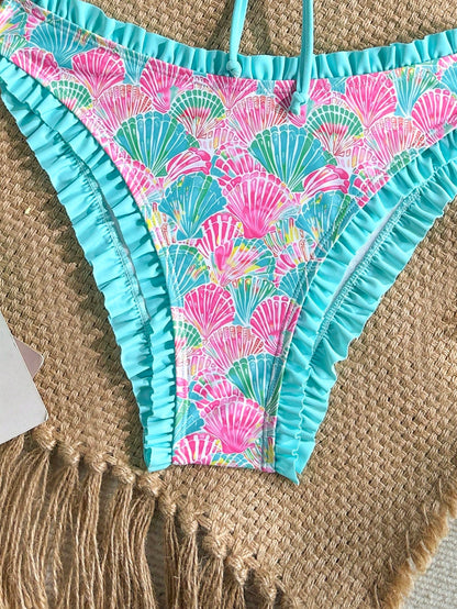 Soleia Women's Beach Vacation Shell Print Swimwear Set