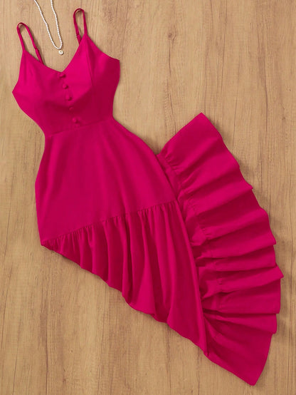 Solid Color Elegant Casual Loose Woven Flared Backless Dress, Suitable For Party, Evening Date, Wedding, Spring/Summer