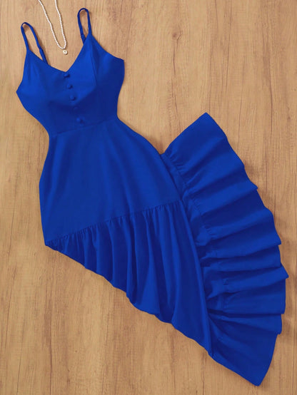Solid Color Elegant Casual Loose Woven Flared Backless Dress, Suitable For Party, Evening Date, Wedding, Spring/Summer