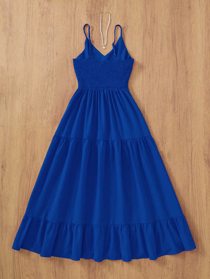Solid Color Elegant Casual Loose Woven Flared Backless Dress, Suitable For Party, Evening Date, Wedding, Spring/Summer