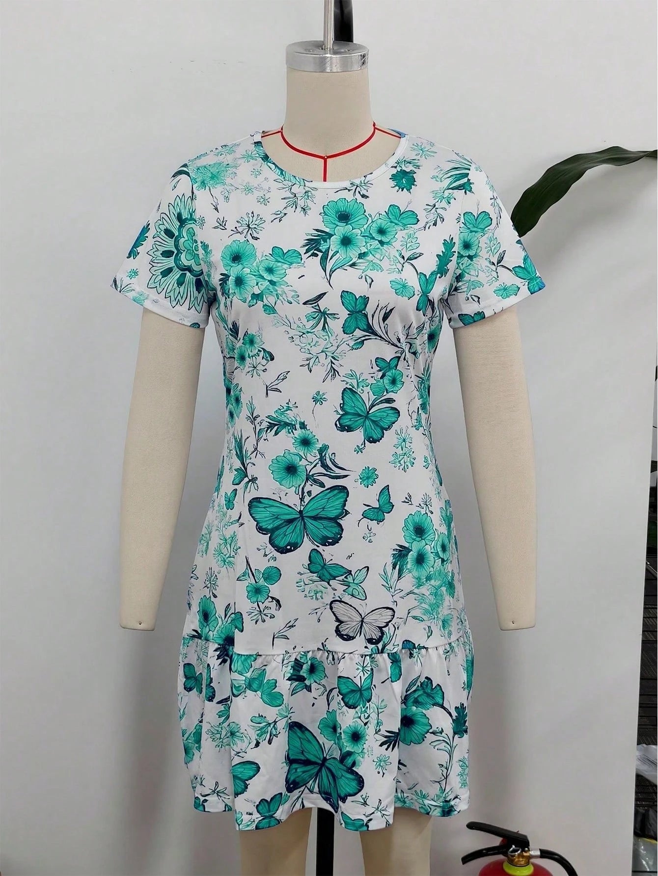 Spring/Summer Best-Seller New Versatile Dress For Dates, Home, Vacation, Camping, Beach, Photography, Dancing, Parties, Shopping, Fresh Butterfly & Floral Print, Mother's Day, Round Neck, Short Sleeve