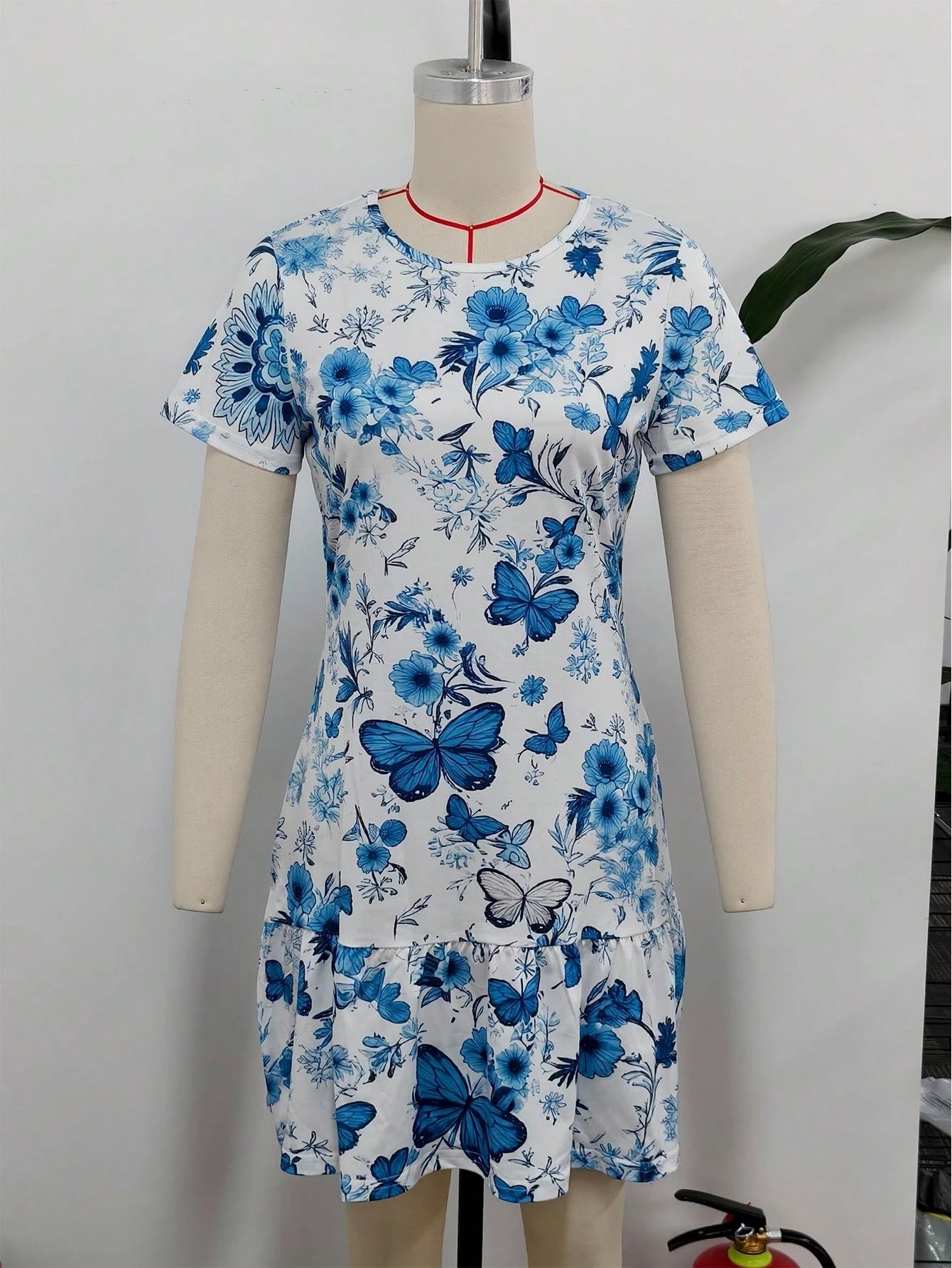 Spring/Summer Best-Seller New Versatile Dress For Dates, Home, Vacation, Camping, Beach, Photography, Dancing, Parties, Shopping, Fresh Butterfly & Floral Print, Mother's Day, Round Neck, Short Sleeve