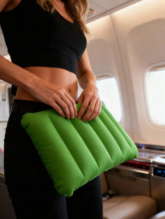 Square Inflatable Travel Pillow- Car And Airplane Neck Support, Inflatable Pillow, Outdoor Nap Pillow, Also As Lumbar Support. Perfect For Long Flights And Road Trips, Comfortable Accessory, Travel G