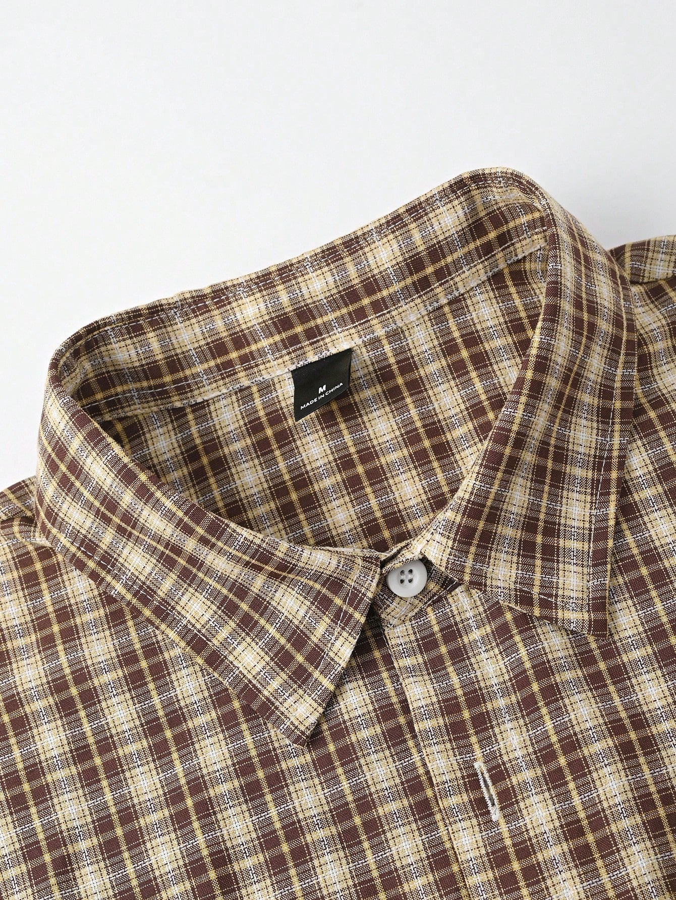 STEELVANCE Men's Brown Plaid Short Sleeve Shirt,Single Pocket Classic Style For Summer,Streetwear,City Break,Back-To-School,Comfortable Fabric Versatile Top