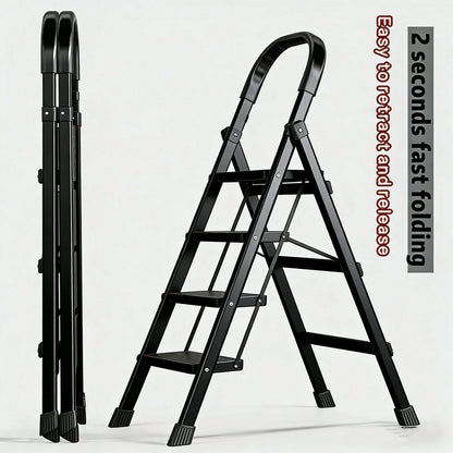 Step Ladder Foldable Folding Stool For Home Adults Kitchen 3 Stepping Extension Tall Heavy Duty With Handrails- Closet Stepstool Stair Ladders Extendable Stepladder For Indoor House 600Lbs