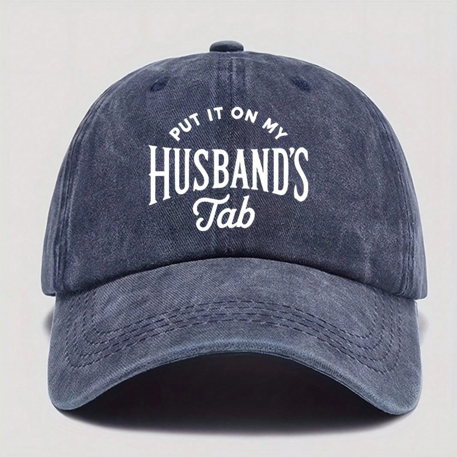 Street Fashion- Fun Print Baseball Cap- "Written On My Husband's Account" Washable Dad Hat, Soft And Comfortable Men's Outdoor Casual Hat, Beige With White Letters, Suitable For Daily Wear Vacation