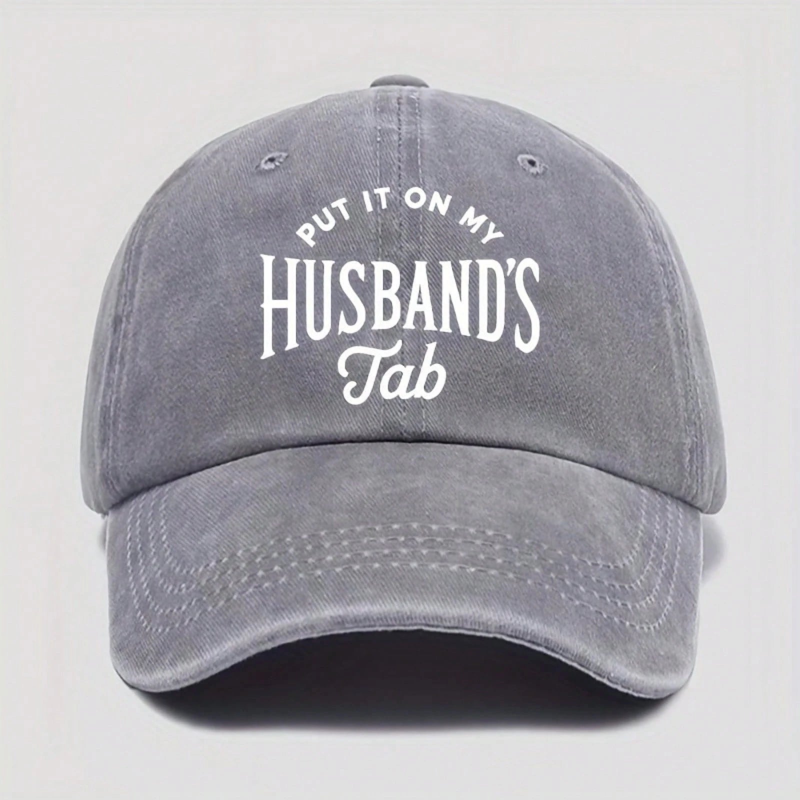 Street Fashion- Fun Print Baseball Cap- "Written On My Husband's Account" Washable Dad Hat, Soft And Comfortable Men's Outdoor Casual Hat, Beige With White Letters, Suitable For Daily Wear Vacation