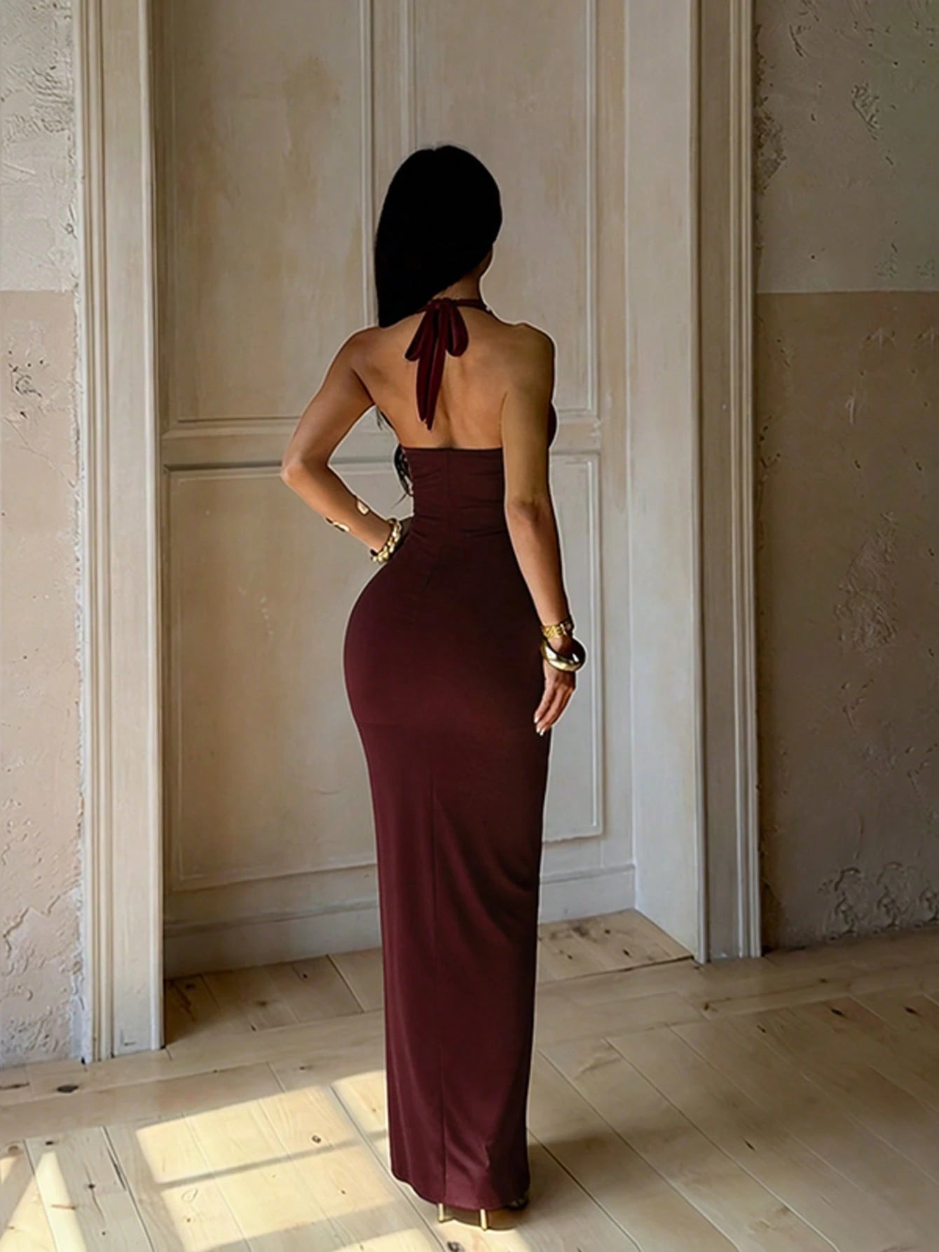 Summer Elegant Party Evening Dress, Sexy Sheer Patchwork Waist Beach Dress, Suitable For Commuting, Office, Wedding, Vacation, Back To School