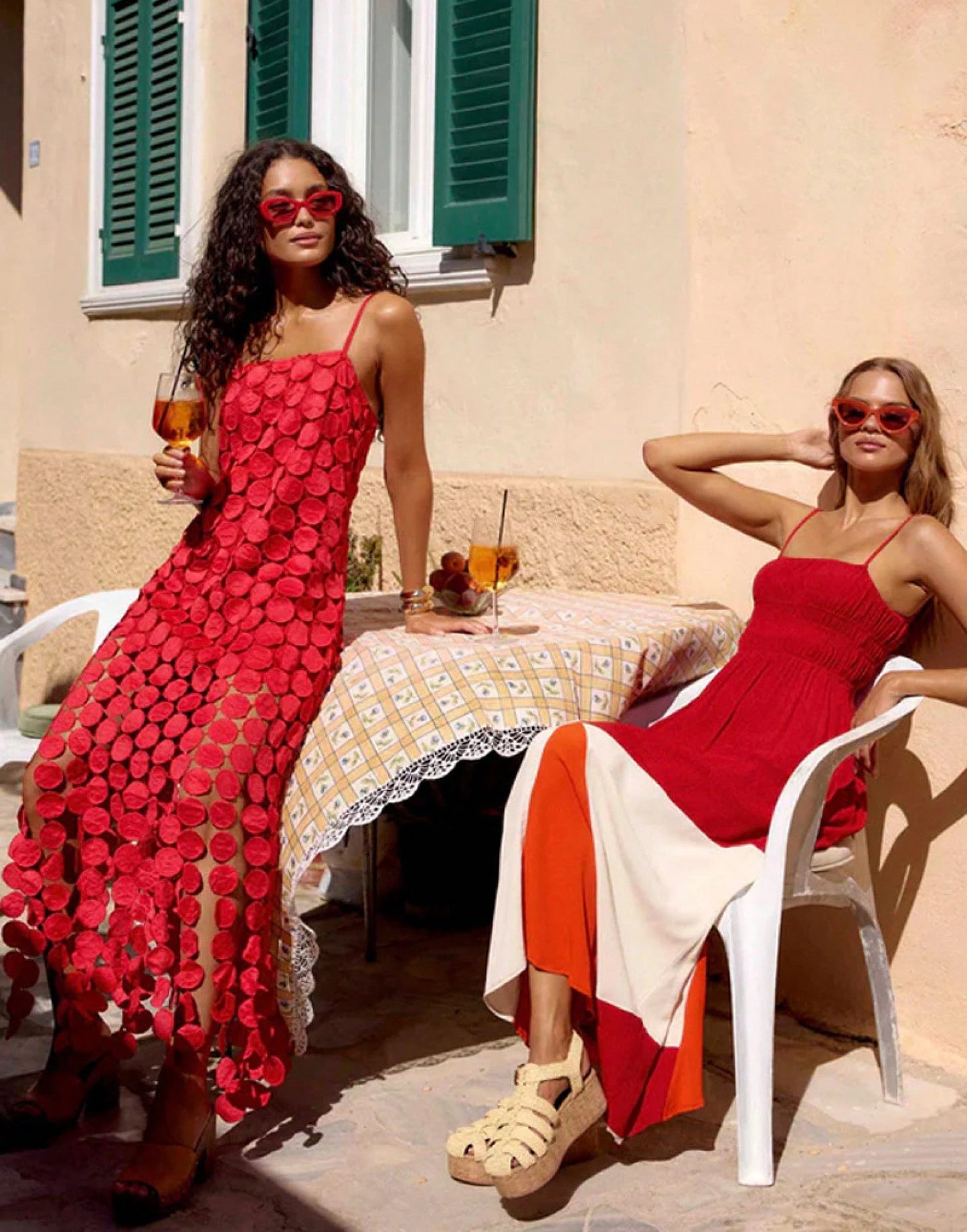 Summer Vacation Beach Slip Dress, Women Spaghetti Strap 3D Circular Disc Hollow Out Fringe Hem Party Midi Dress