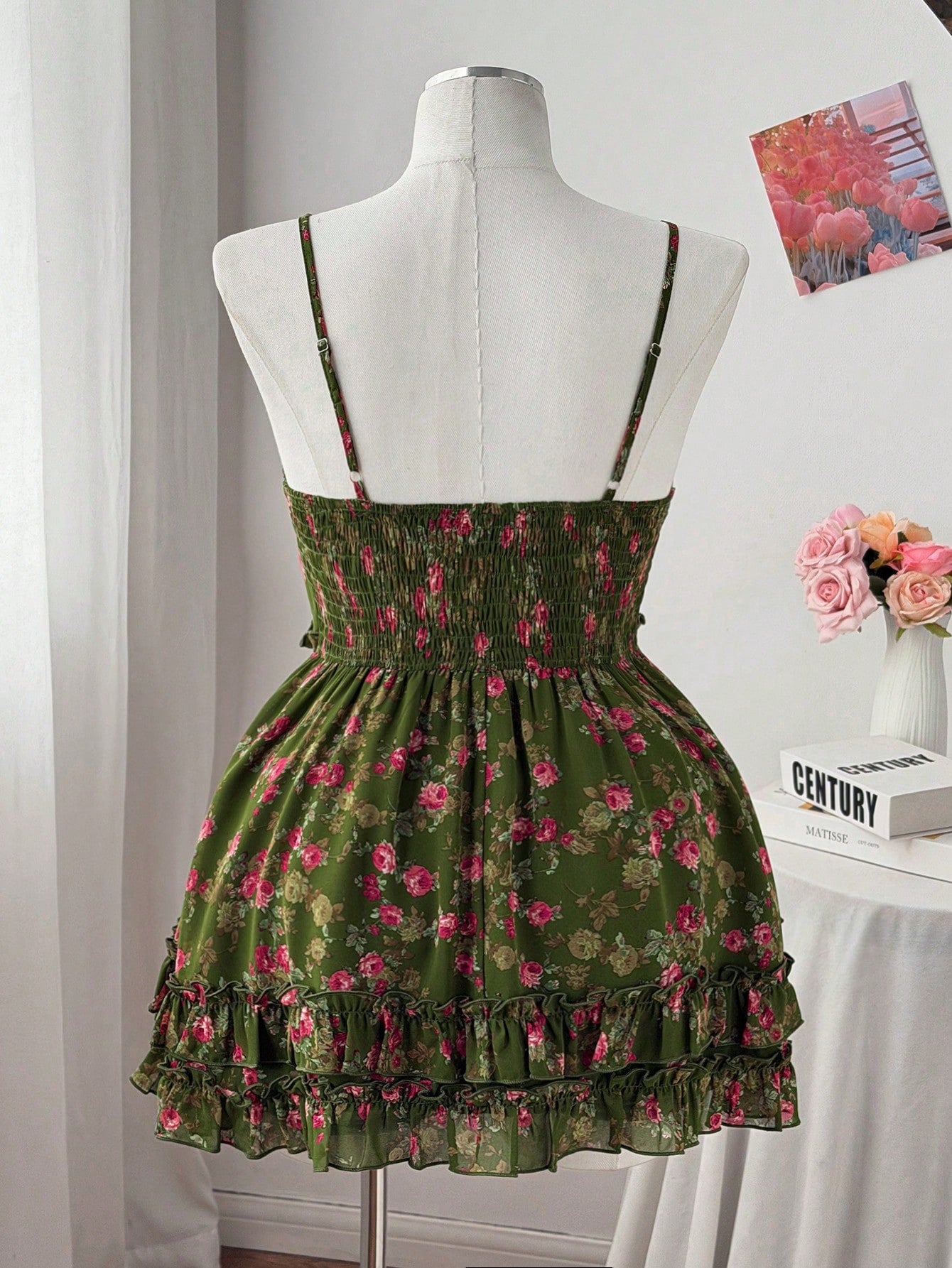 Sweetra Plus Size Casual Nature-Inspired Chiffon Printed Camisole