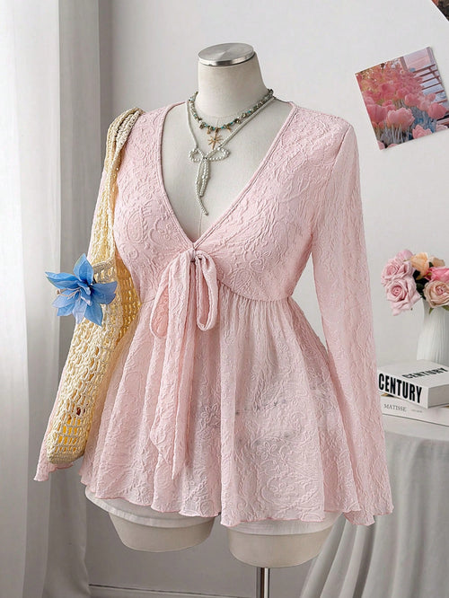 Sweetra Plus Size Women Casual Commuter Cashew Flower Print Long Sleeve T-Shirt Fall