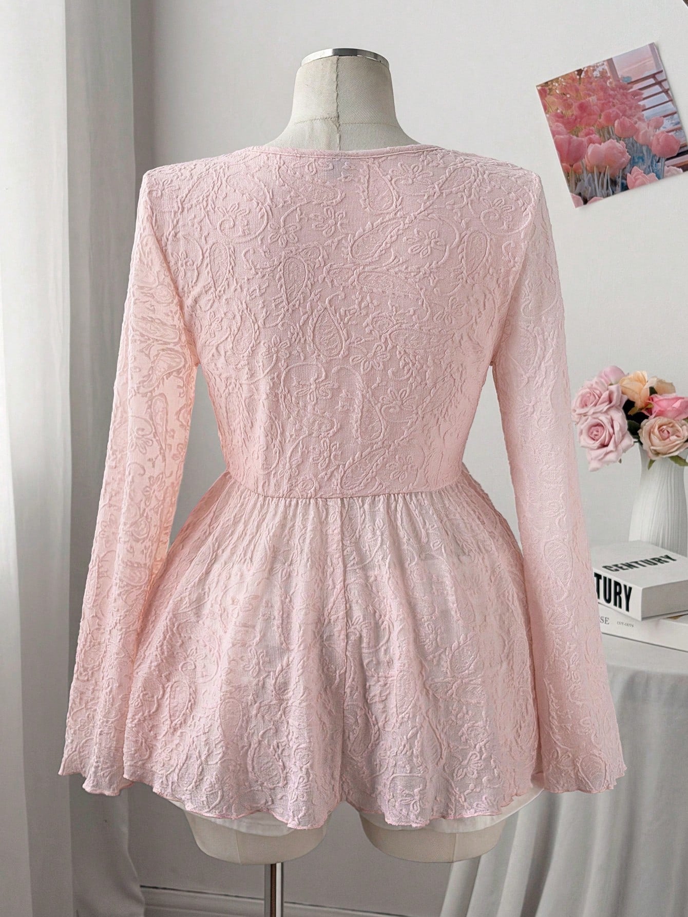 Sweetra Plus Size Women Casual Commuter Cashew Flower Print Long Sleeve T-Shirt Fall