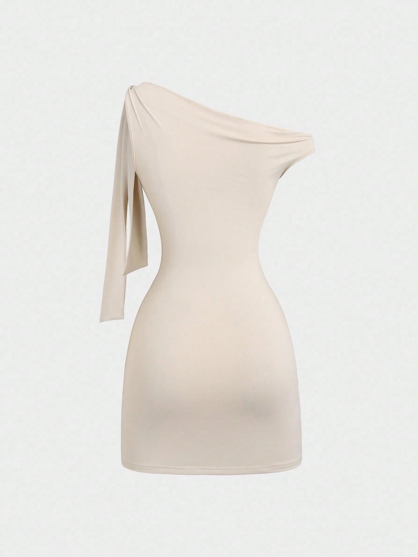 Sweetra Women's Asymmetrical Neck Flounce Sexy A-Line Dress, Waist Cinched, Figure-Flattering, French Style Mini Dress