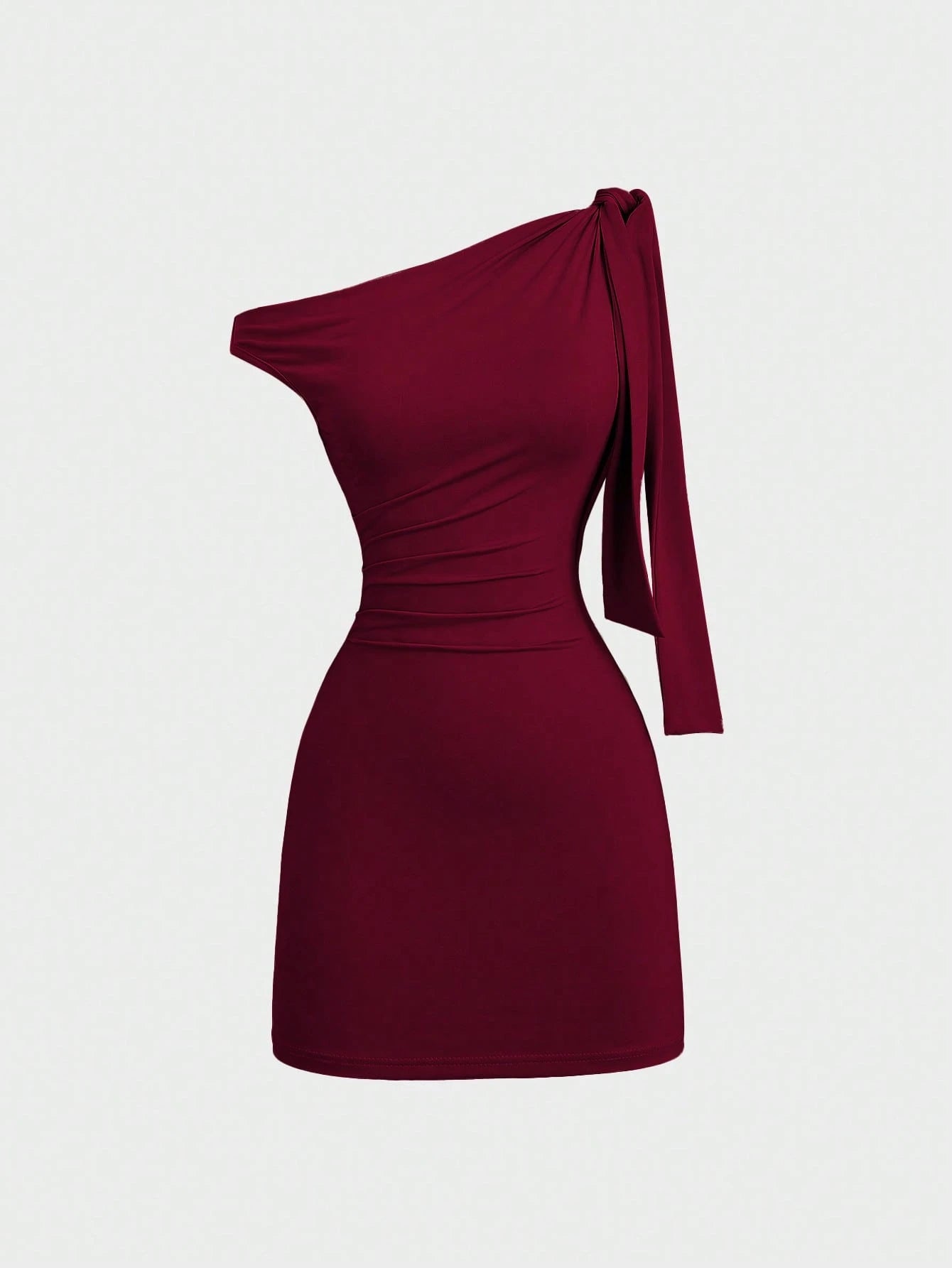 Sweetra Women's Asymmetrical Neck Flounce Sexy A-Line Dress, Waist Cinched, Figure-Flattering, French Style Mini Dress