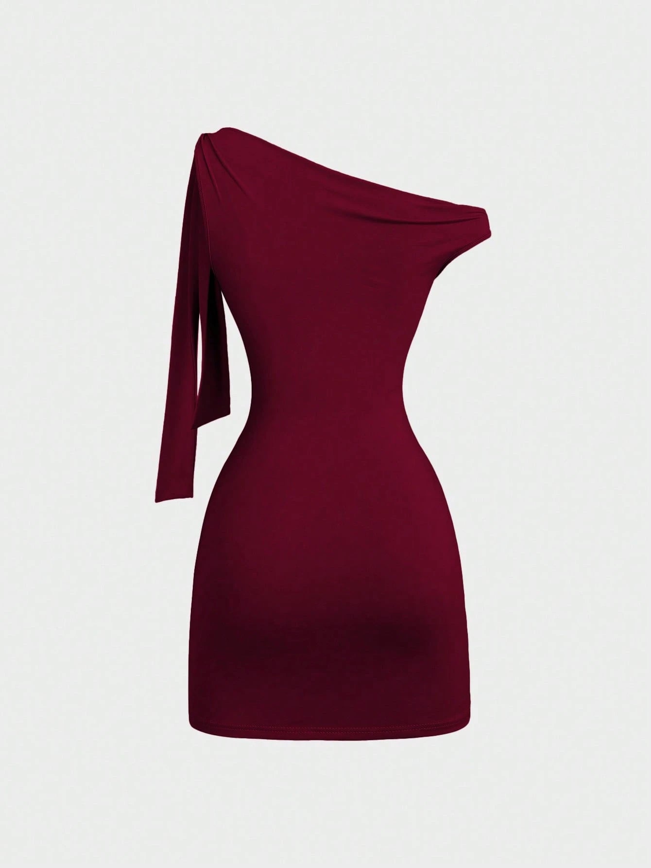 Sweetra Women's Asymmetrical Neck Flounce Sexy A-Line Dress, Waist Cinched, Figure-Flattering, French Style Mini Dress