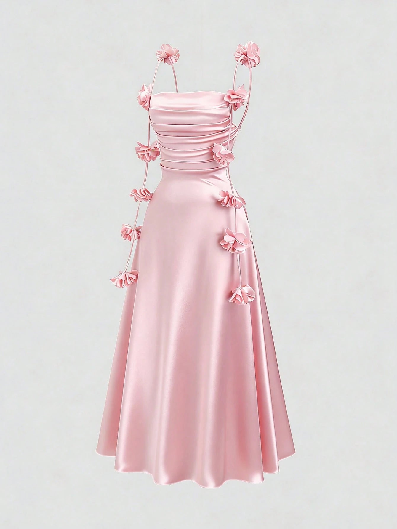 Sweetra Women's Spring Backless Sexy Bodycon Dress, Floral Strap, Comfortable, Elegant, Suitable For Outing, Pink