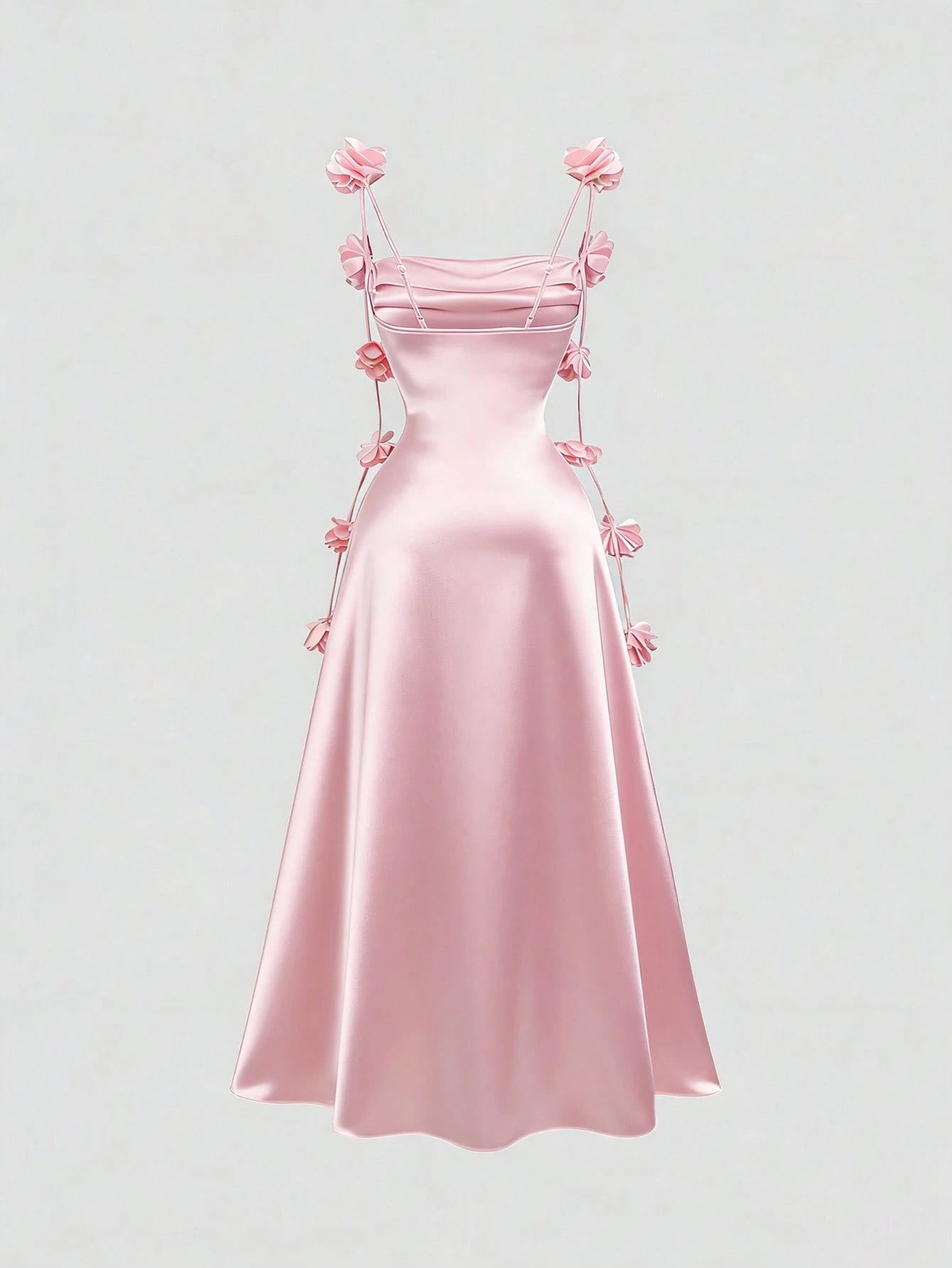 Sweetra Women's Spring Backless Sexy Bodycon Dress, Floral Strap, Comfortable, Elegant, Suitable For Outing, Pink