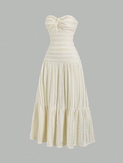 Sweetra Y2K Sexy Twist Knot Textured Fabric Elegant Sweet Vacation Dress